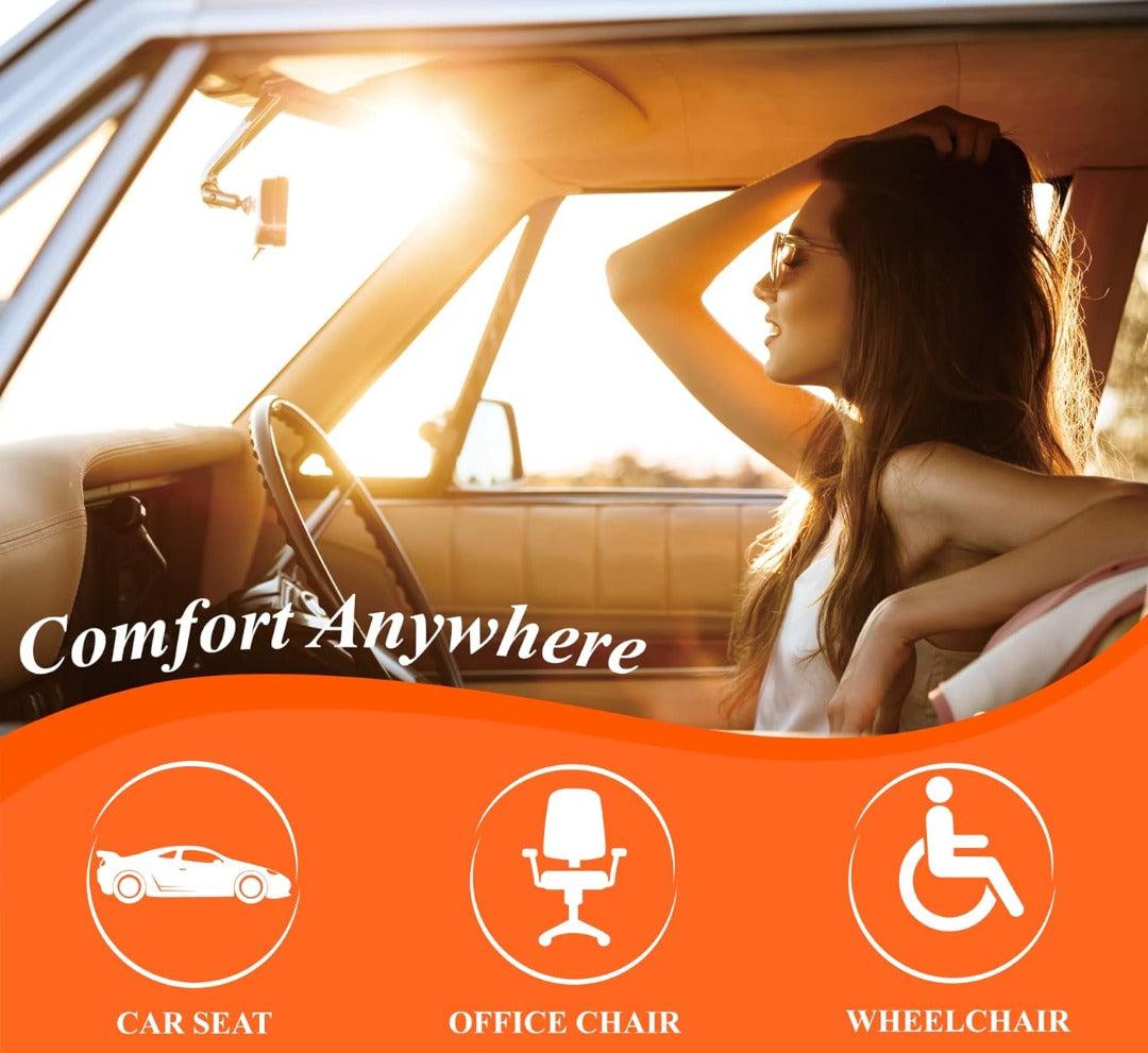 Memory Foam Car Seat Cushion, 21.2 by 18.5 Inches | Non-Slip Silicone Base, Breathable Cover | Brown, Black or Grey