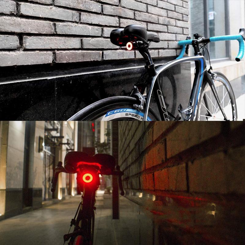 Rear Bike Light with Automatic Brake Sensing | USB Rechargeable IPX6 Aluminum Body | Mounts on Saddle or Seatpost
