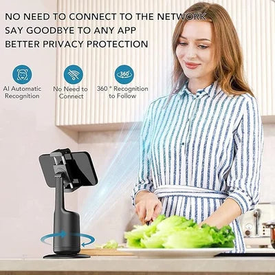 360 Rotation Phone Holder Automatic Face and Object Tracking | Gesture Control to Follow or Pause | Black, White or Pink