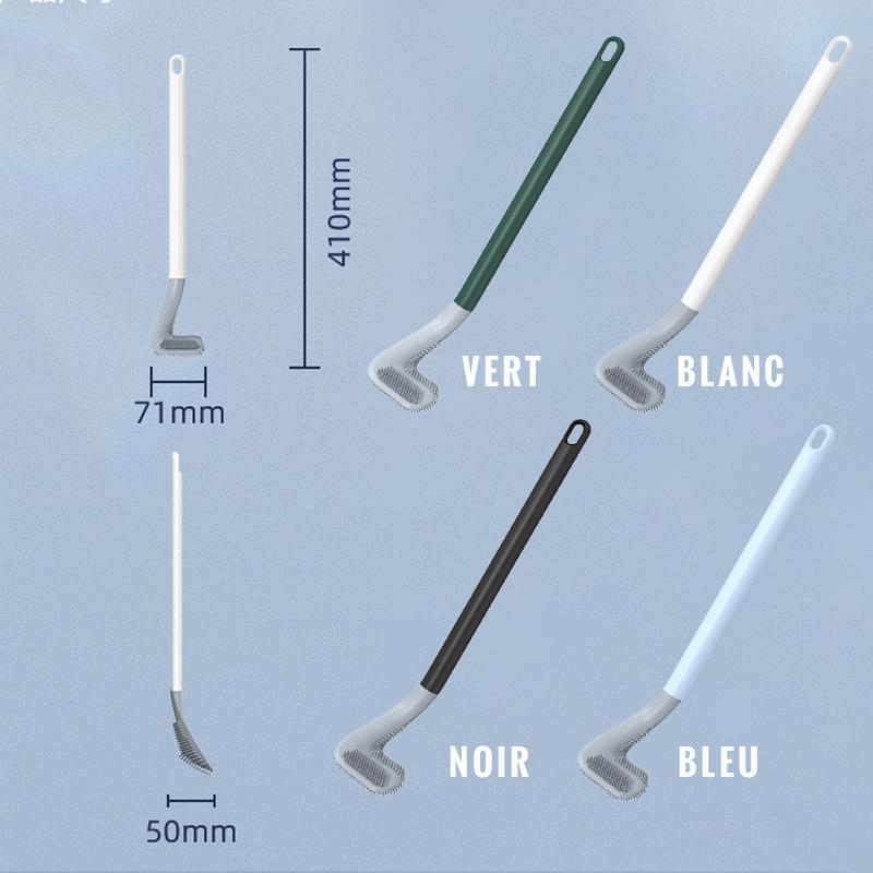 Long Handle Toilet Brush with a Silicone Head | Reaches Under the Rim and Resists Tangled Hair | Wall Mount, No Drilling