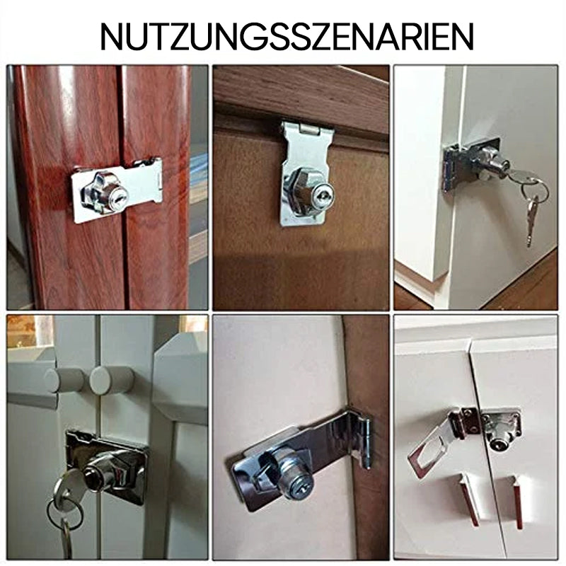 Door Lock Latch with Key for Cabinets, Lockers and Tool Boxes | Zinc Alloy, Quarter Turn | Sticks On or Screws Down