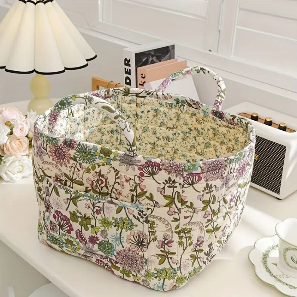 Floral Canvas Storage Basket