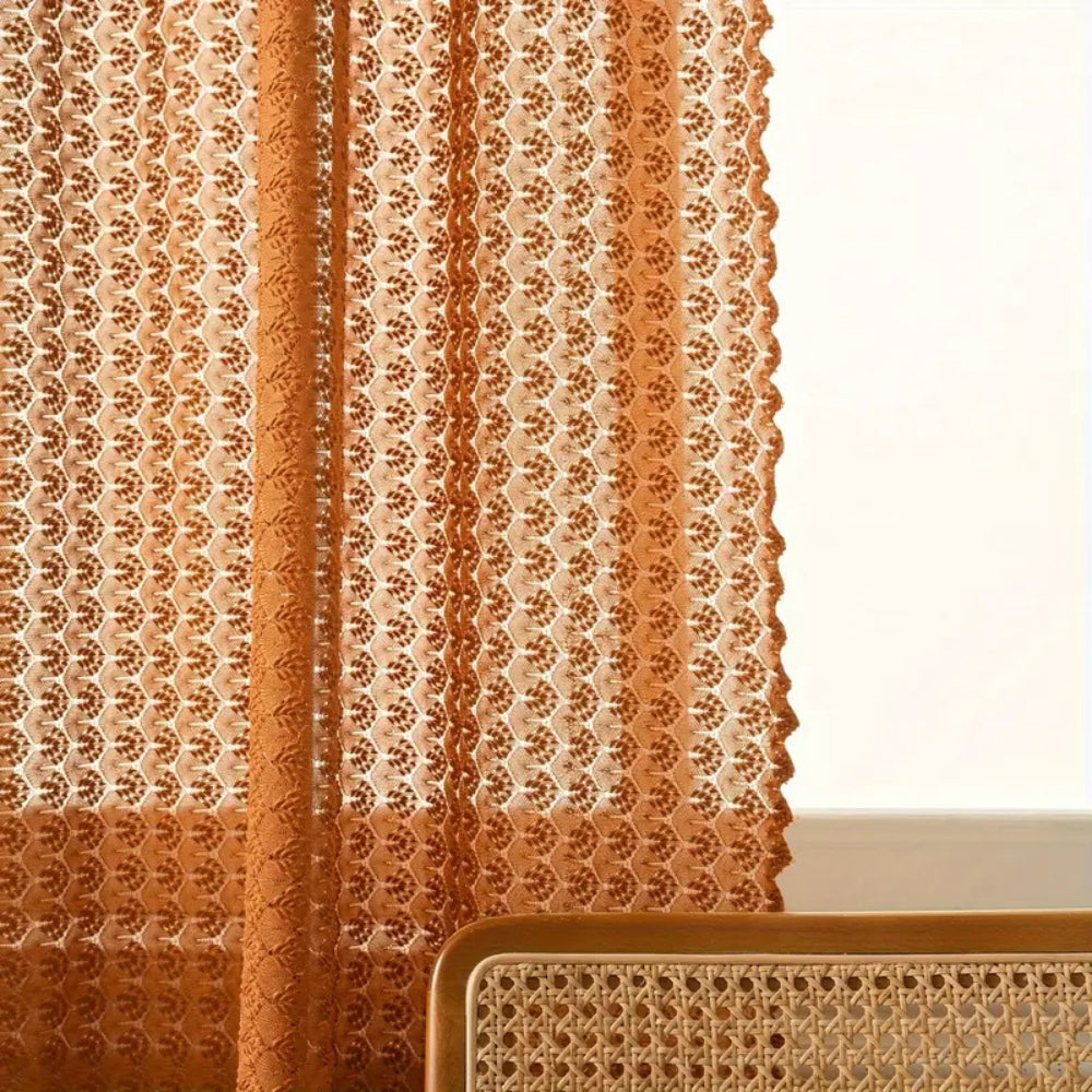 Boho Crochet Curtain Semi Sheer Curtain