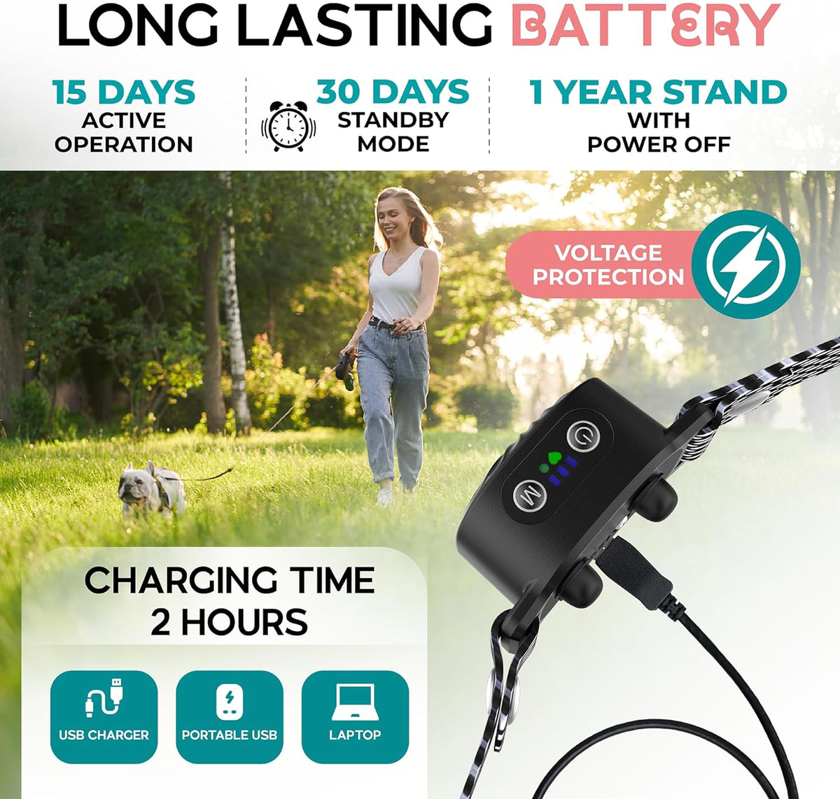 Anti Bark Collar for Small Dogs, Works on Any Coat Length | Battery Lasts Up to 30 Days | Weather Resistant Housing