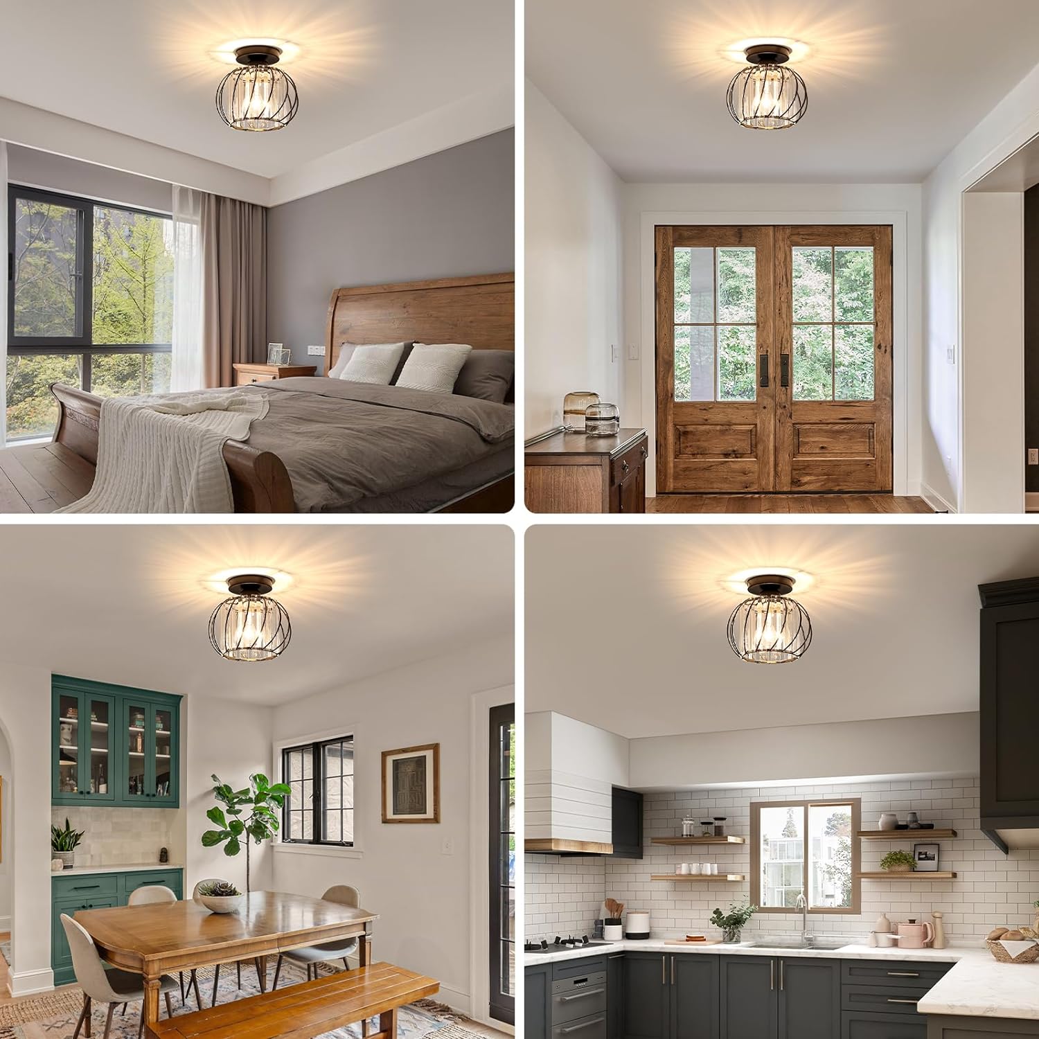 Nordic Glass Ceiling Light | Available in Black, Gold, or Silver | Minimal Design for Hallways and Living Spaces