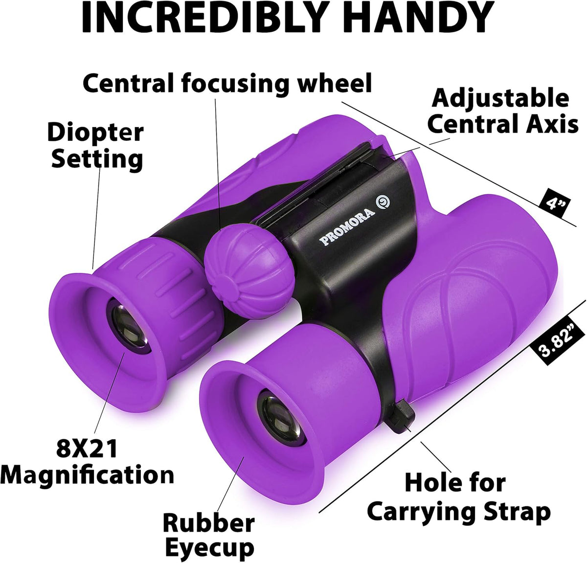 Kids Binoculars 8x21 with Compass and Magnifying Glass | Shockproof Rubber Grip, Central Focus Wheel | 3 Colors