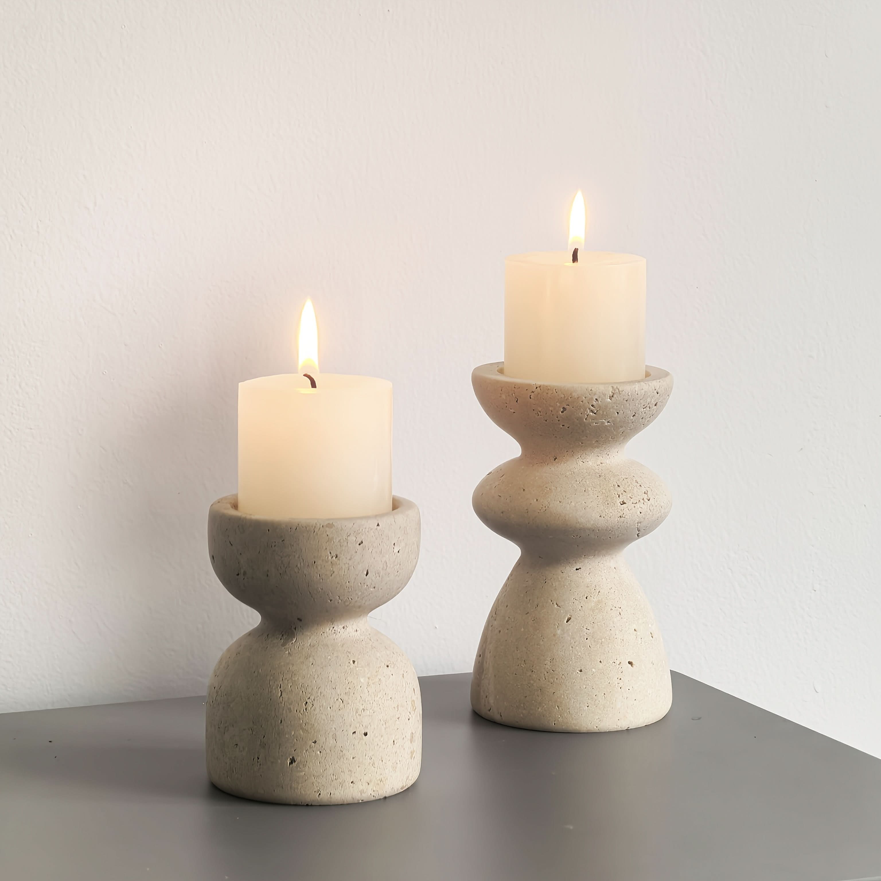 Natural Marble & Travertine Candle Holders | Small or Large | Polished Luxury Décor for Home, Weddings & Events