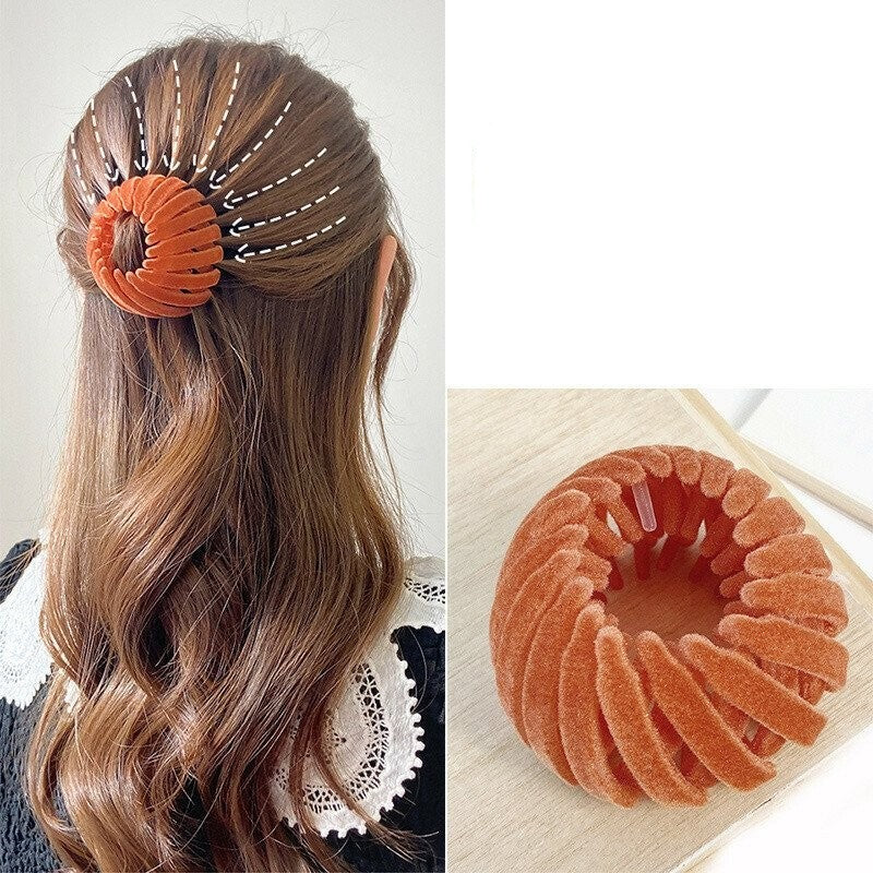 Expandable Bird Nest Hair Clip for Buns and Half-Up Styles | Soft Velvet Finish | Holds a Thick Ponytail Without Pulling