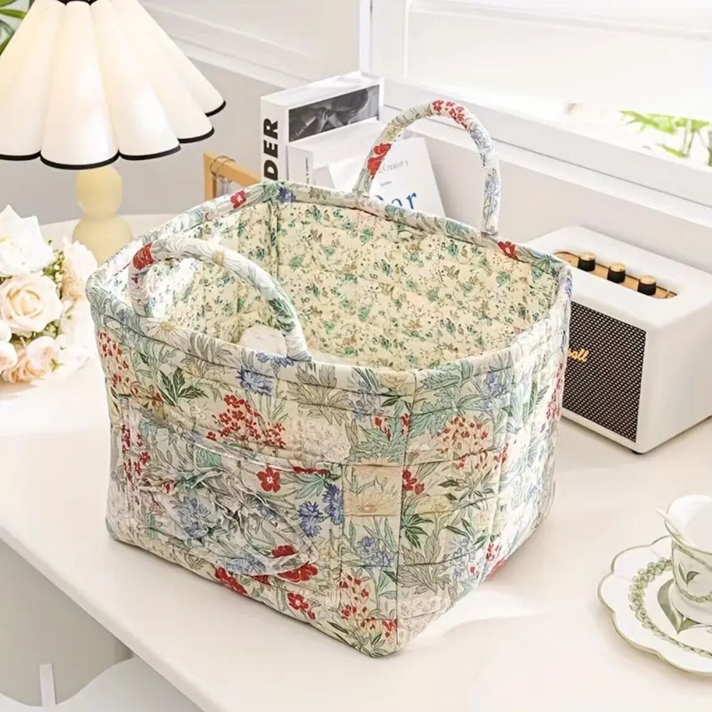 Floral Canvas Storage Basket