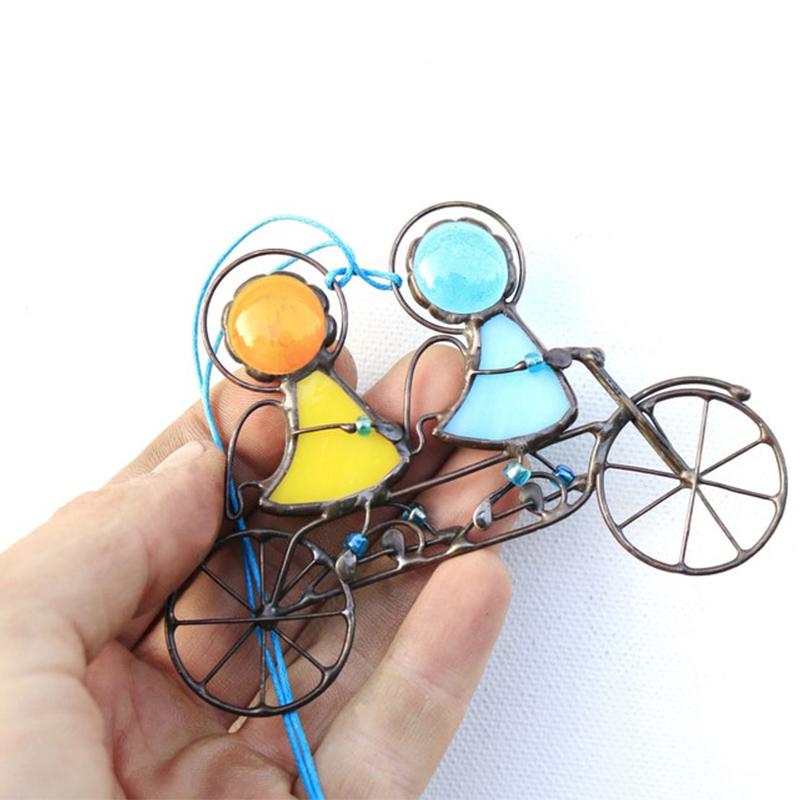 Hanging Suncatcher Wall Decor, 14 x 10 cm | Handmade Figure Motifs in Colored Epoxy on an Alloy Frame | Five Designs