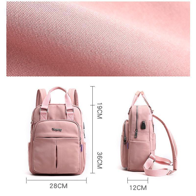 Travel Backpack in Water Resistant Oxford Fabric | Tablet Pocket, Phone Slot and Several Compartments | 28 by 36 by 12 cm