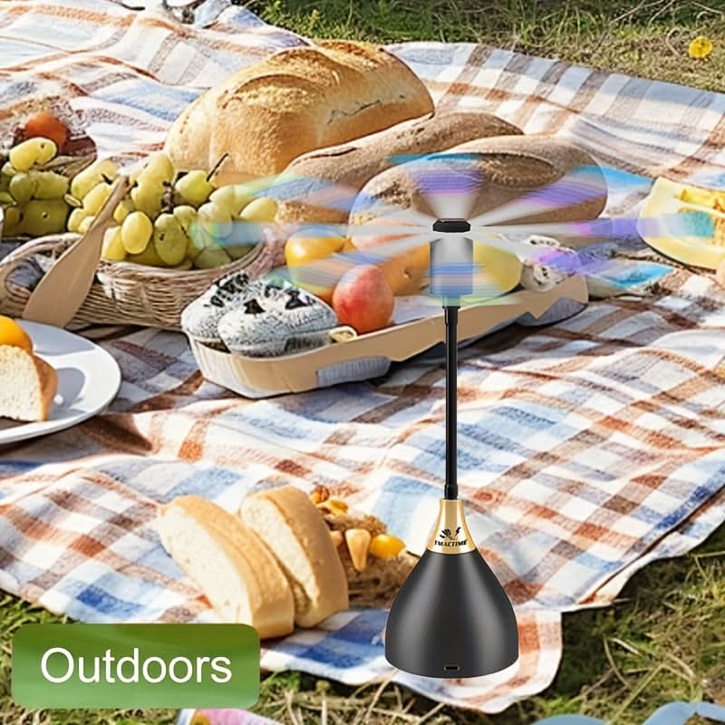 Tabletop Fly Fan for Outdoor Dining | Rotating Blades, USB Rechargeable | Quiet Insect Control for Picnics and BBQs
