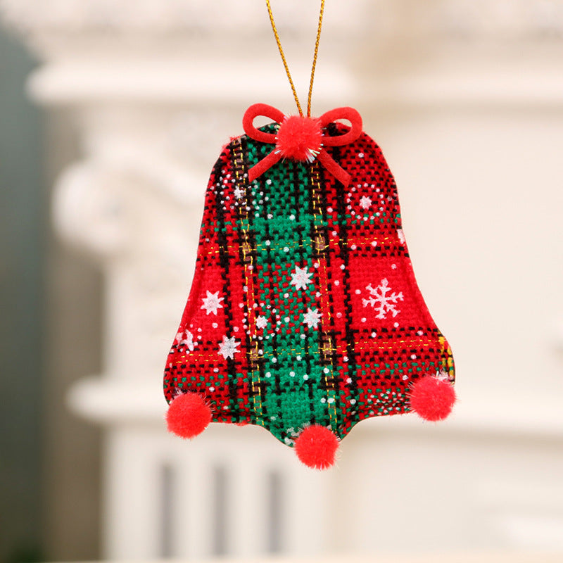Plaid Christmas Tree Ornaments in Red and Green Check | Pompom Trim on Soft Fabric | Hanging Loop for Mantel or Branches