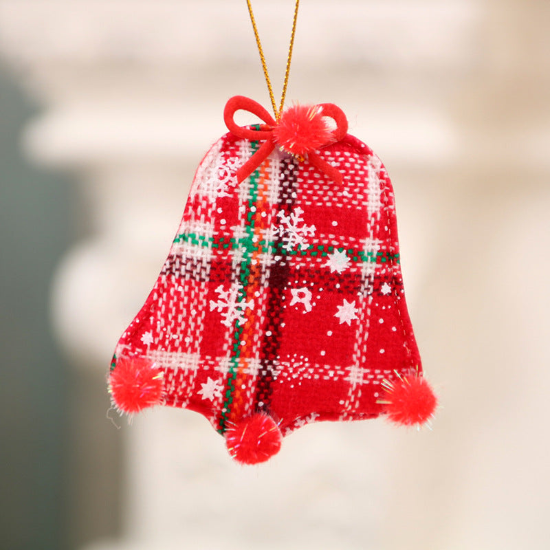 Plaid Christmas Tree Ornaments in Red and Green Check | Pompom Trim on Soft Fabric | Hanging Loop for Mantel or Branches