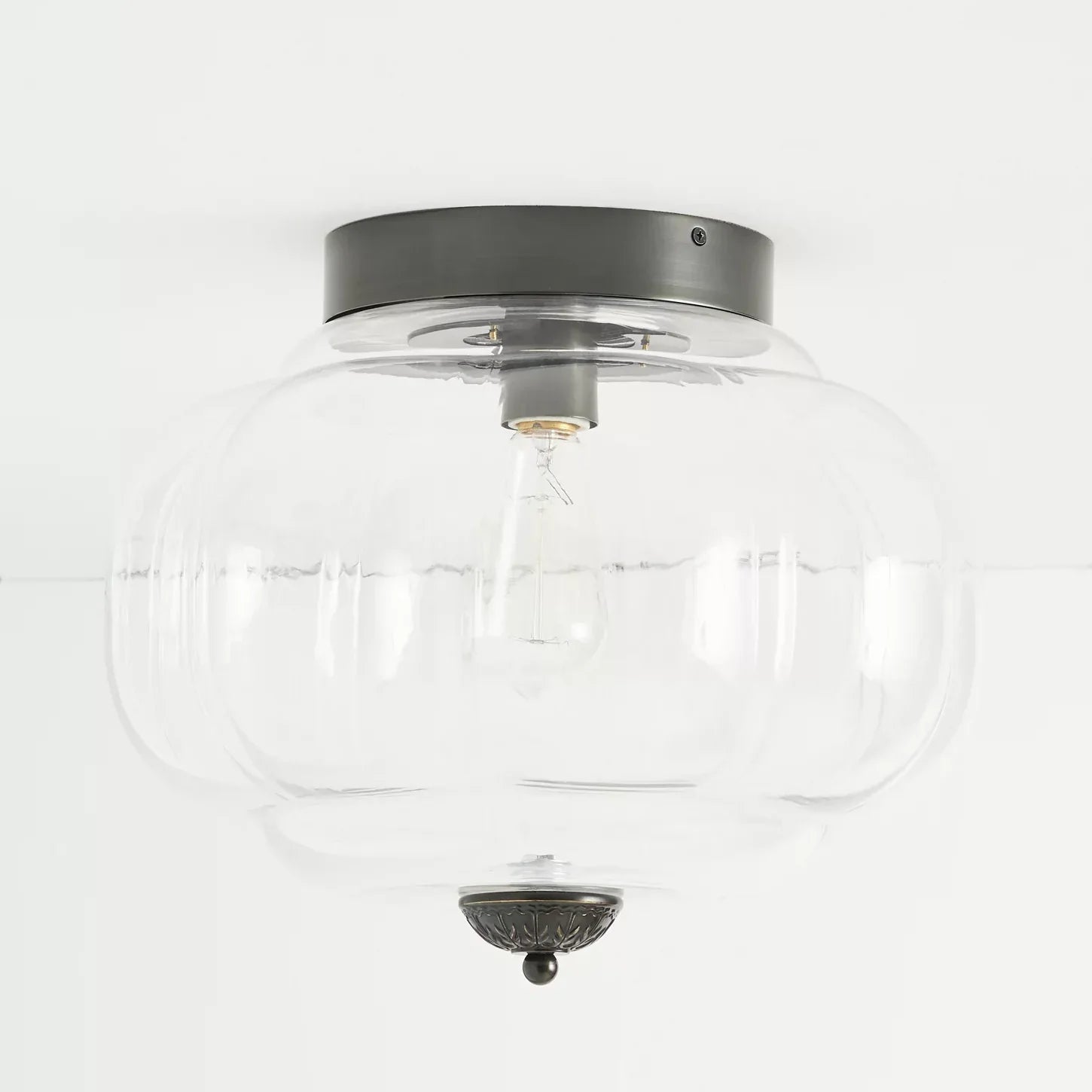 Milk Glass Ceiling Light Pumpkin Semi Flush