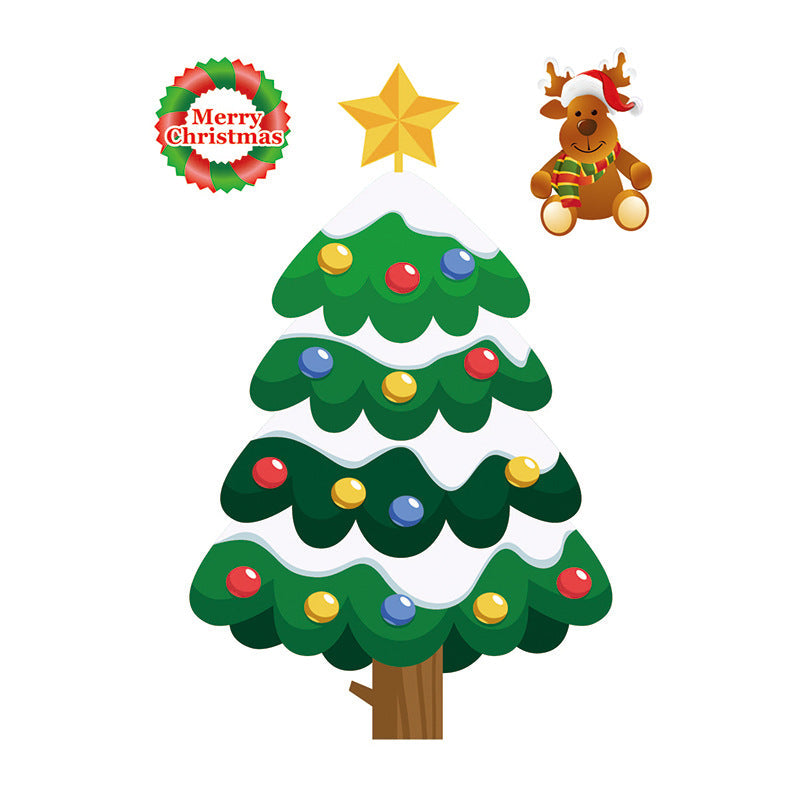 Christmas Wall Decals with Santa, Snowman and Reindeer | Ten Cartoon Designs in Bright Colors | Lightweight Decorations