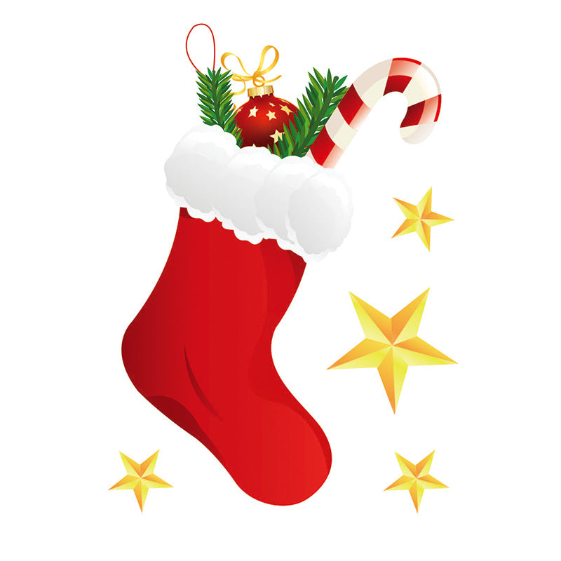 Christmas Wall Decals with Santa, Snowman and Reindeer | Ten Cartoon Designs in Bright Colors | Lightweight Decorations