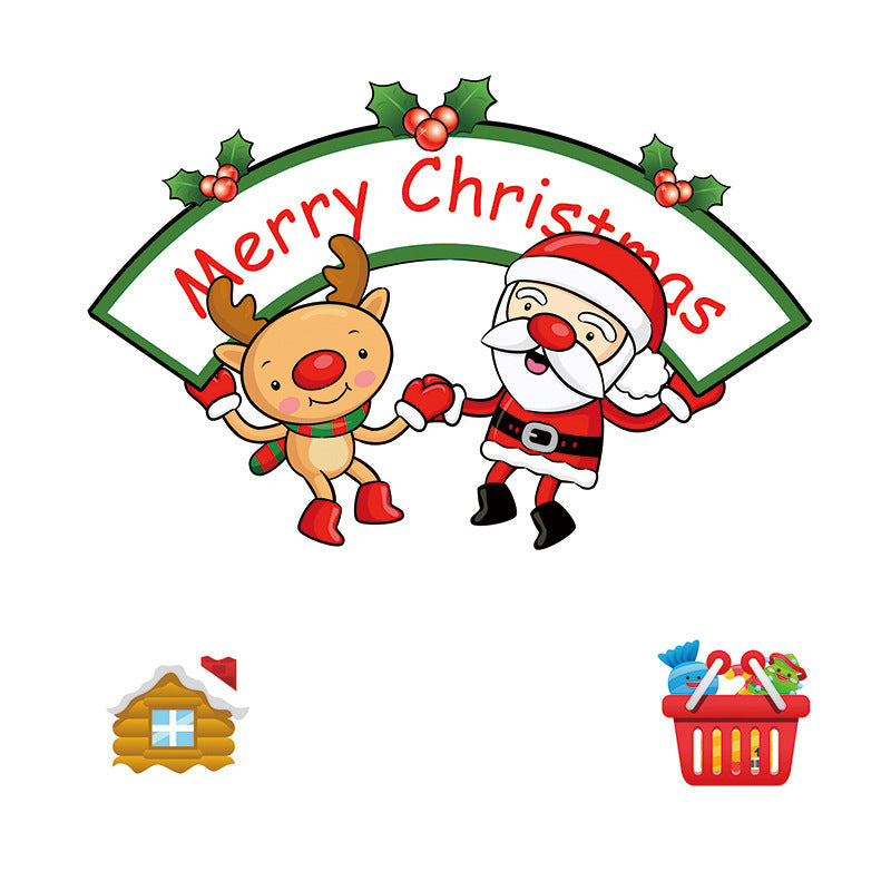 Christmas Wall Decals with Santa, Snowman and Reindeer | Ten Cartoon Designs in Bright Colors | Lightweight Decorations