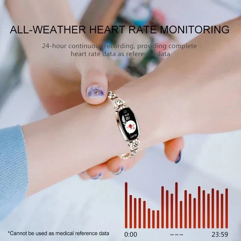 Fitness Band and Smart Watch with a Steel Link Bracelet | Heart Rate, Sleep and Step Data | IP67 Water Resistant, Gold or Silver