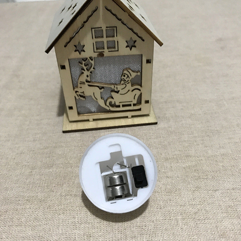 Wooden Santa House Christmas Ornament with Jute String | Laser-Cut Tree and Star Details | Rustic Hanging Decorations