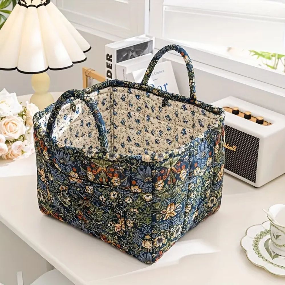 Floral Canvas Storage Basket