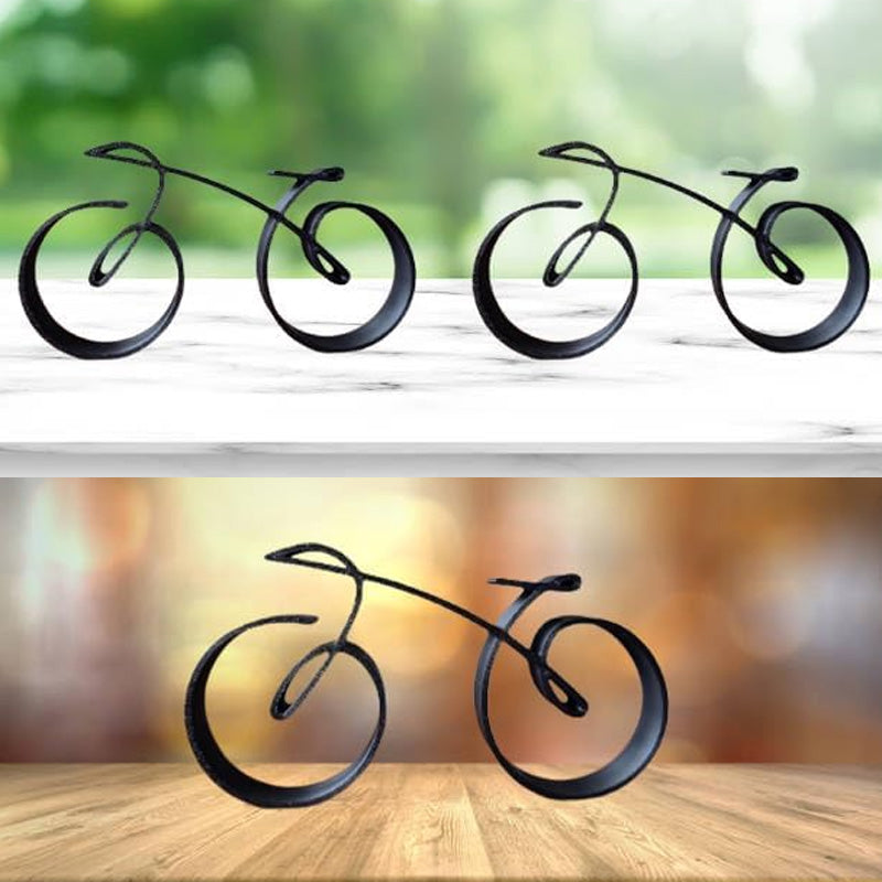 Bicycle Sculpture in Black Iron | Wire Frame Metal Art for a Desk or Shelf | 20 cm Gift for Cycling Fans