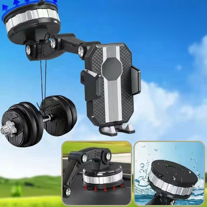Universal Car Phone Mount with 360° Rotation | ABS and Silicone Grip | Strong Suction for Dashboard or Windshield