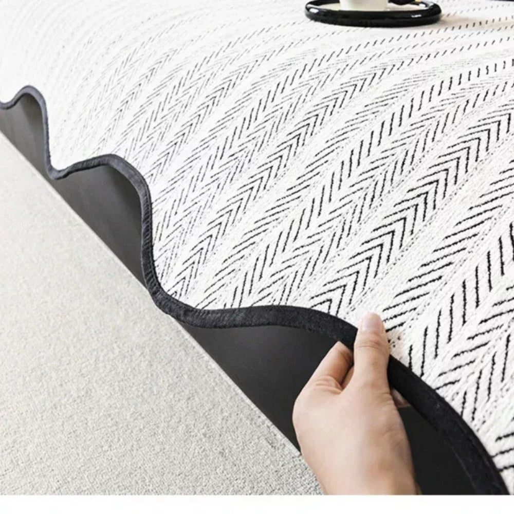 Herringbone Sofa Cover Scallop Edge Throw