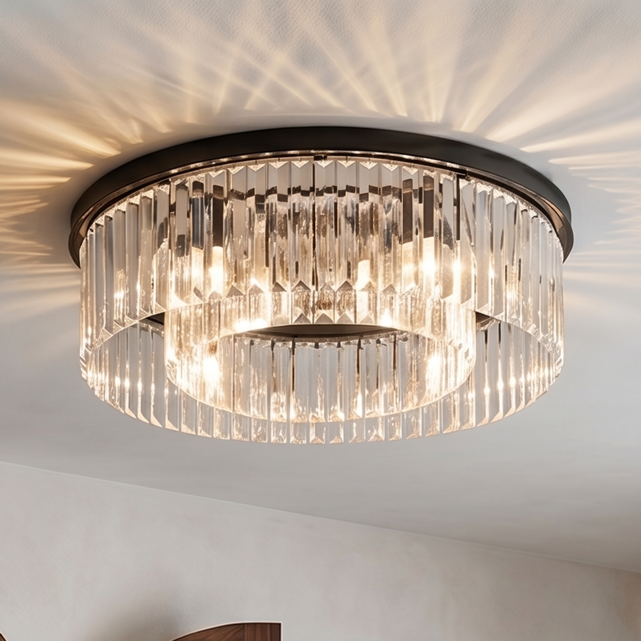 Ribbed Glass Ceiling Light Flush Mount