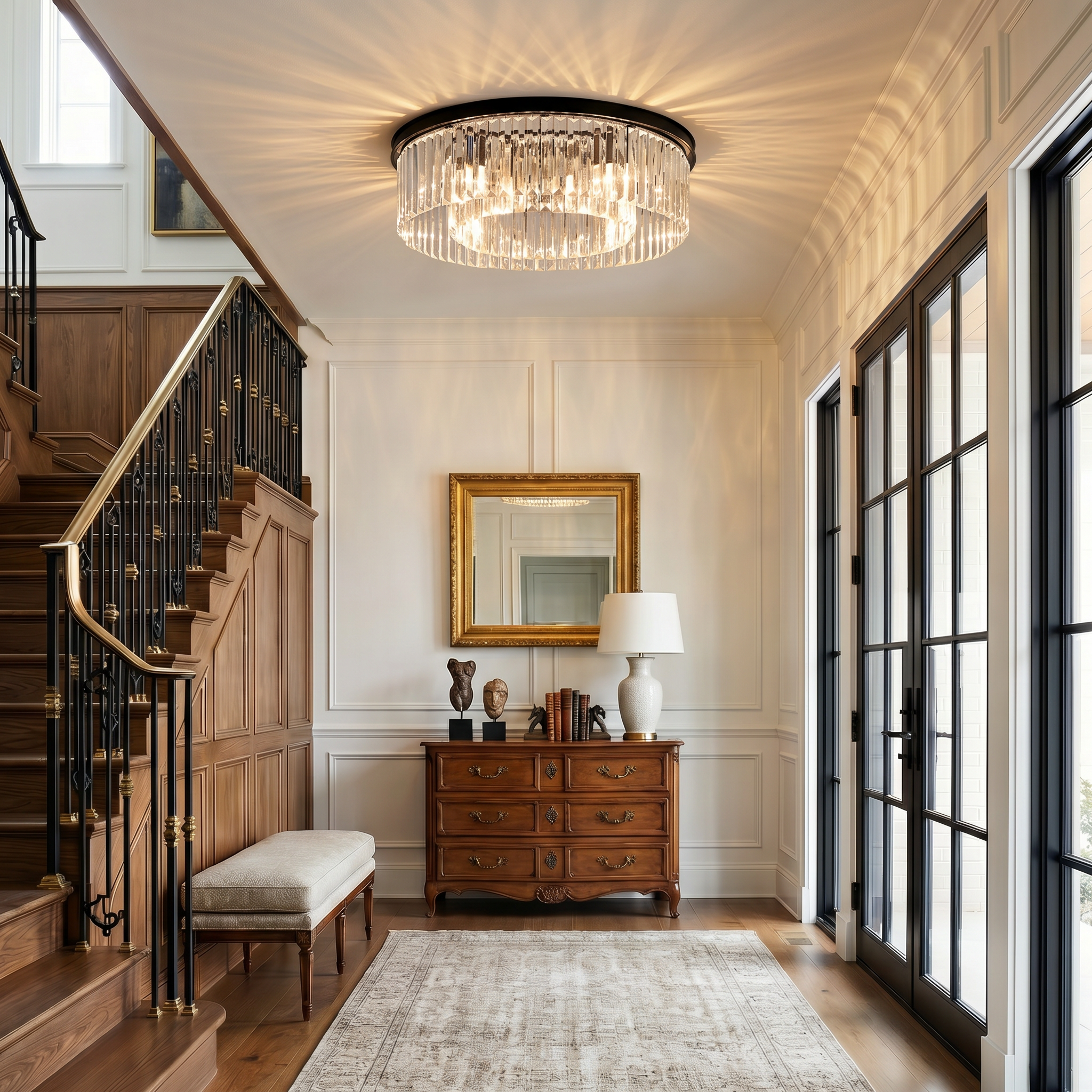 Ribbed Glass Ceiling Light Flush Mount