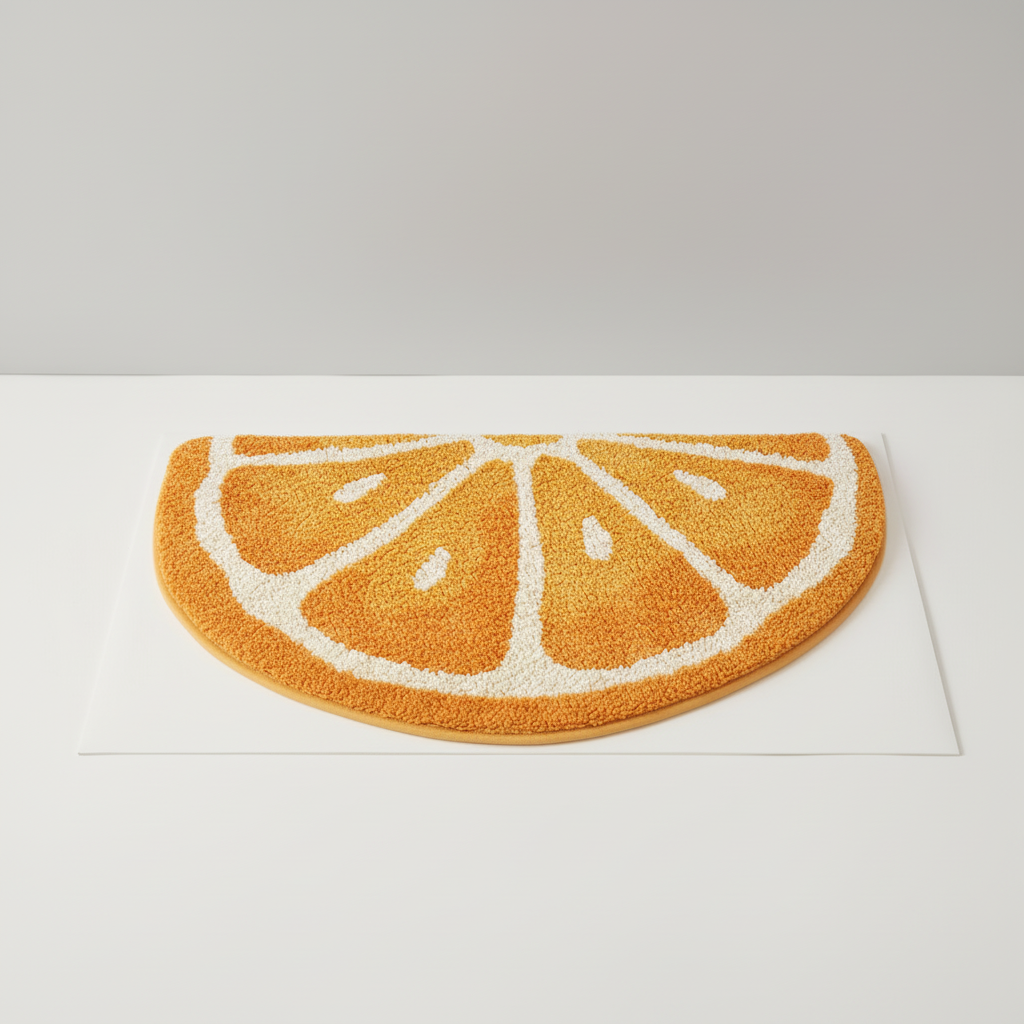 Fruit Shaped Bath Rug in Ultra-Soft Microfiber | Non-Slip Backing, Quick-Drying and Washable | Orange or Watermelon