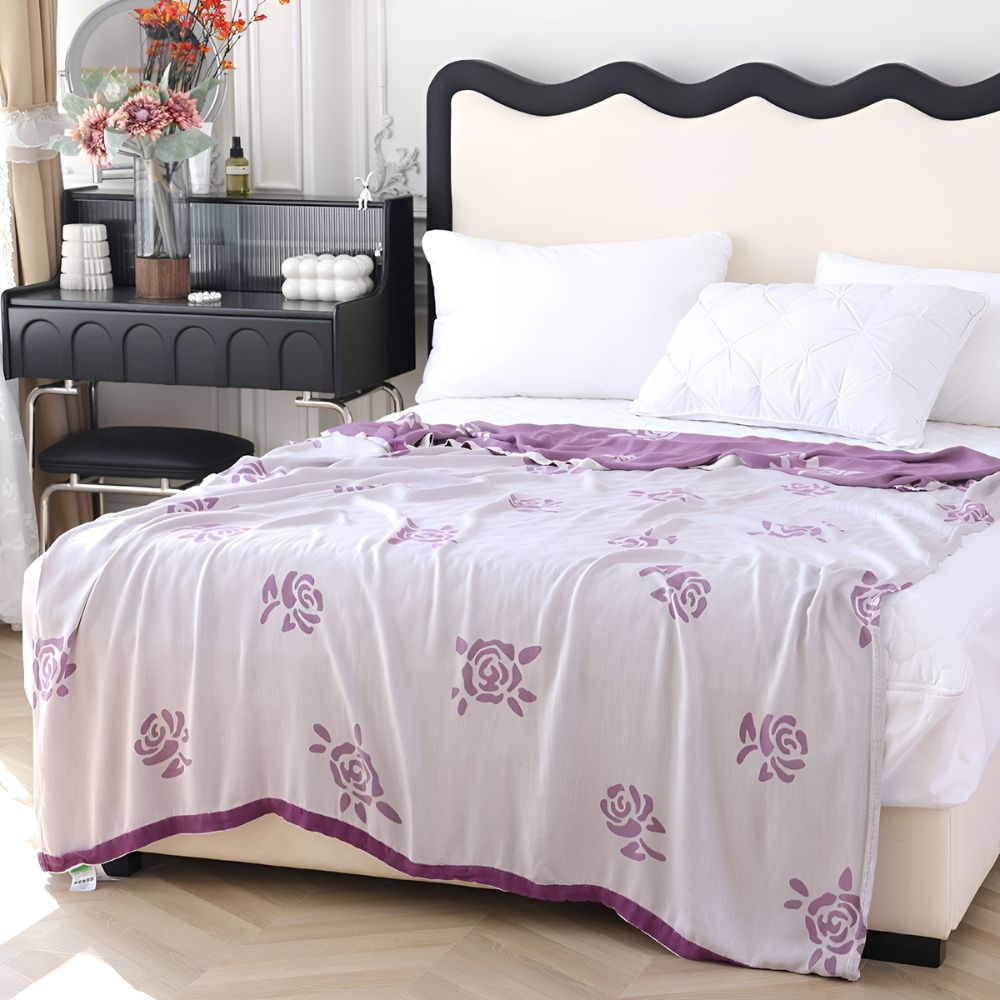 Rose Pattern Cooling Blanket Summer Quilt