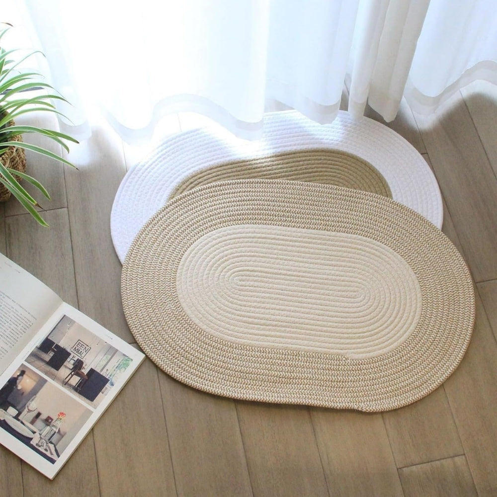 Braided Hemp Oval Rug for Floor