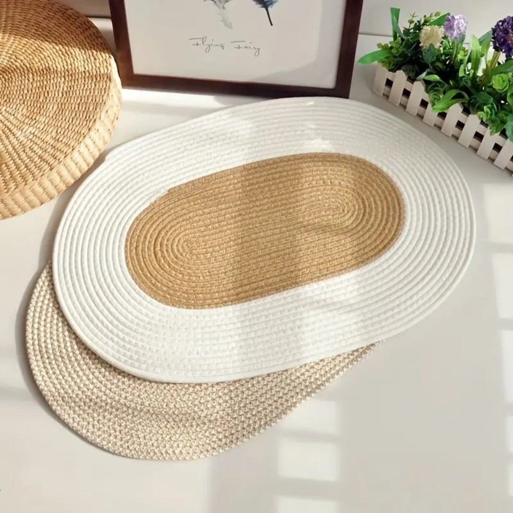 Braided Hemp Oval Rug for Floor