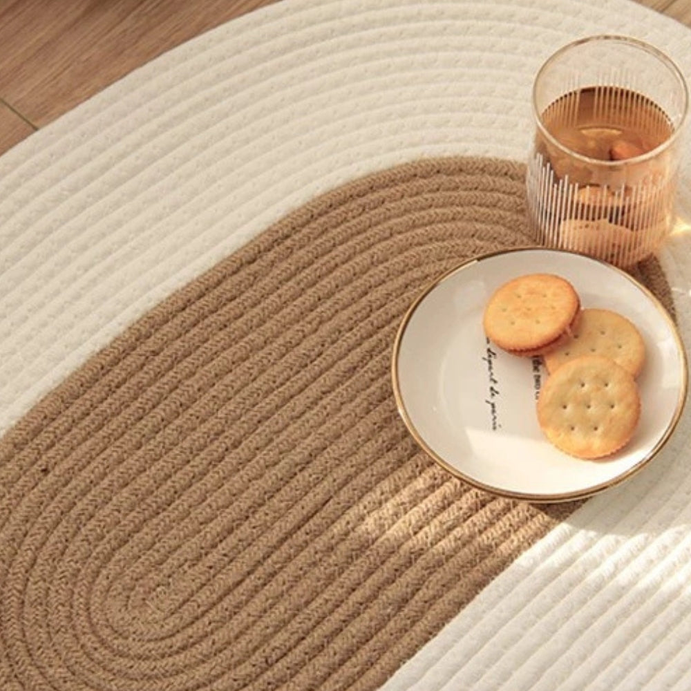 Braided Hemp Oval Rug for Floor