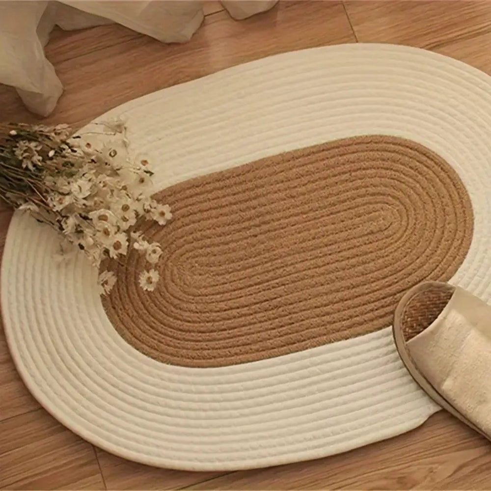 Braided Hemp Oval Rug for Floor