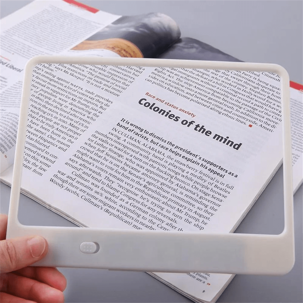 3x LED Lighted Magnifying Glass | White & Black, 3.9 In Lens | Ergonomic Handle for Comfortable Reading & Crafting