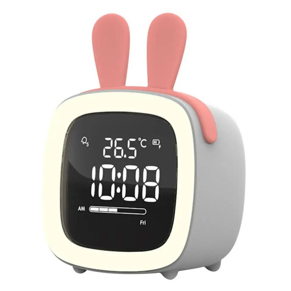 Bunny Light LED - Children's Alarm Clock and Gentle Night Light - Gray Bunny Ear