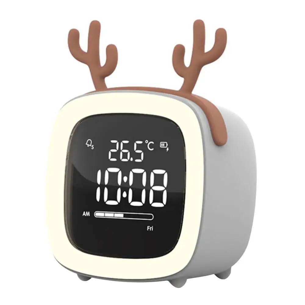 Bunny Light LED - Children's Alarm Clock and Gentle Night Light - Gray Deer