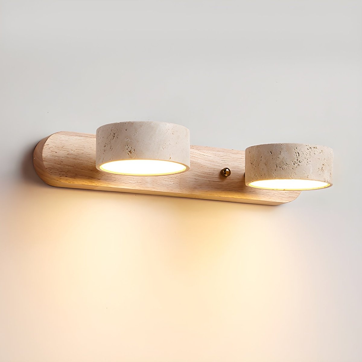 AVERRA - LED wall light made of travertine for architectural luxury - Wood color