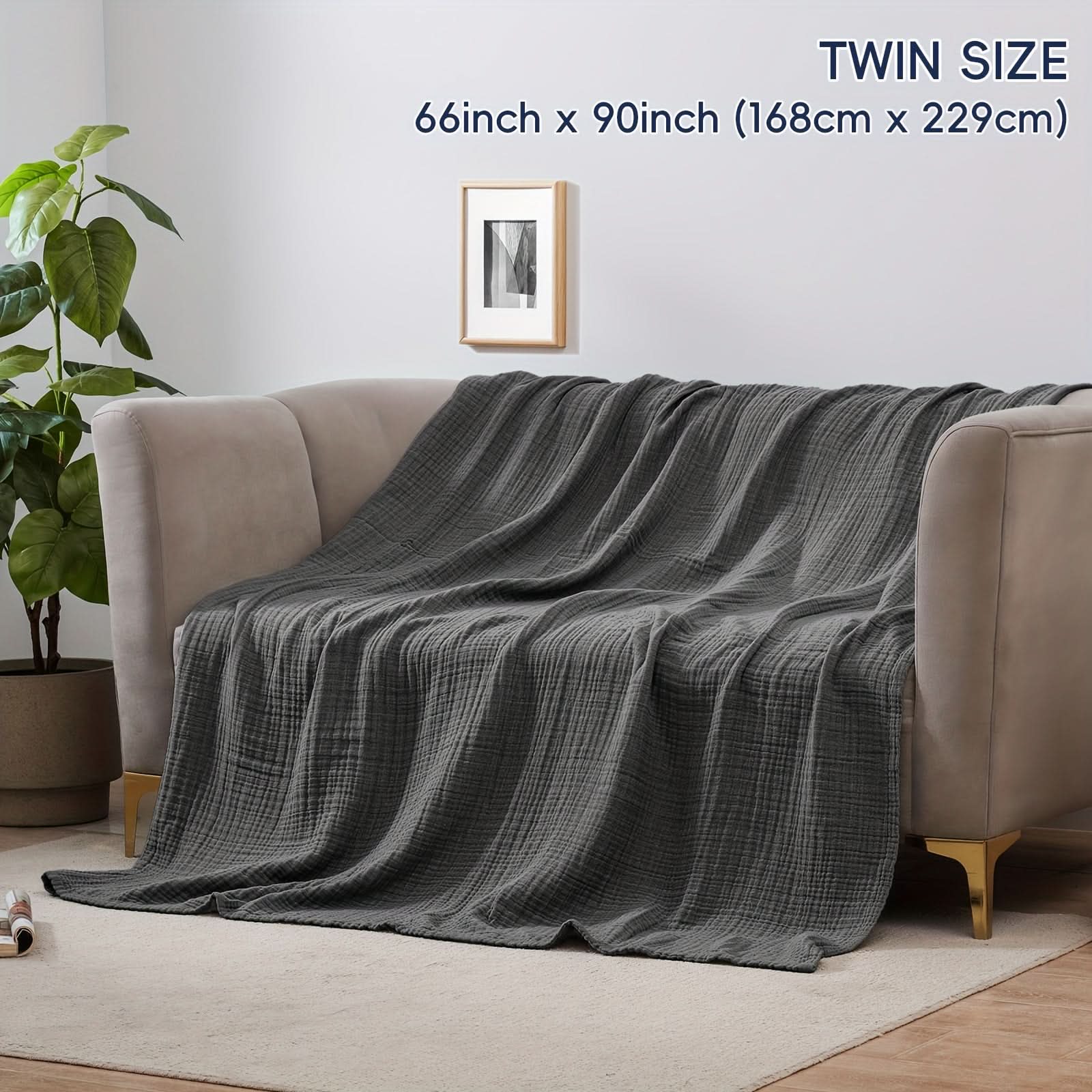 4-Layer Cotton Gauze Blanket | 6 Colors, 66.9-78.7 In Sizes | Ultra-Soft Breathable Throw for Bed, Sofa & Travel
