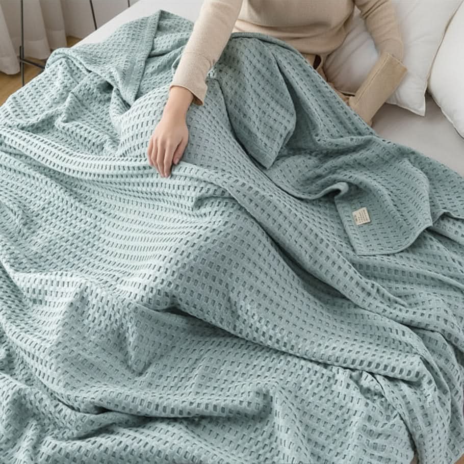 Waffle Weave Throw Blanket 59x79 or 79x91 In | 6 Colors | Lightweight Breathable Year-Round Comfort for Bed & Sofa