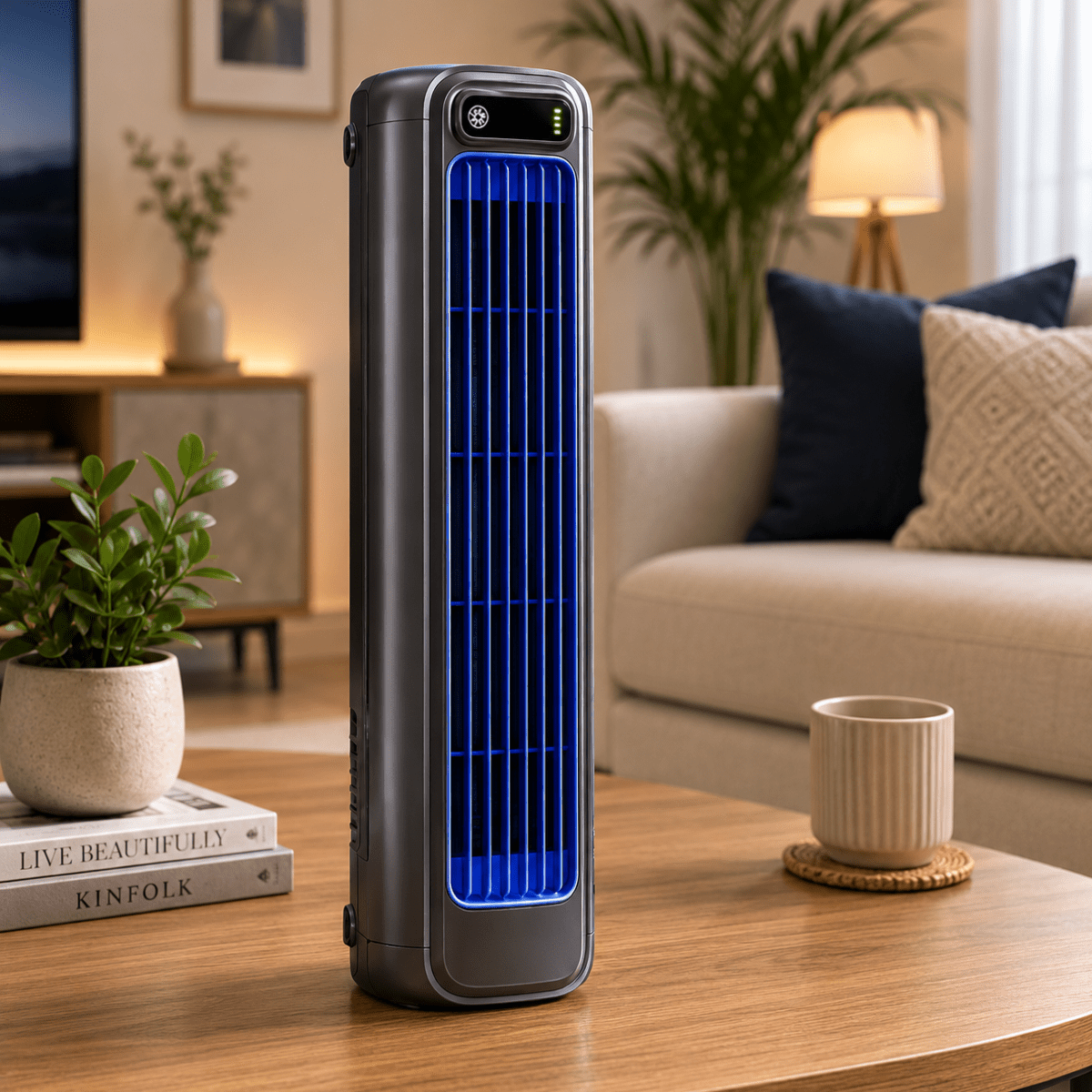 Wireless Compact Desktop Fan with Rotating Airflow | Cordless Design | Personal Cooling for Desk or Nightstand