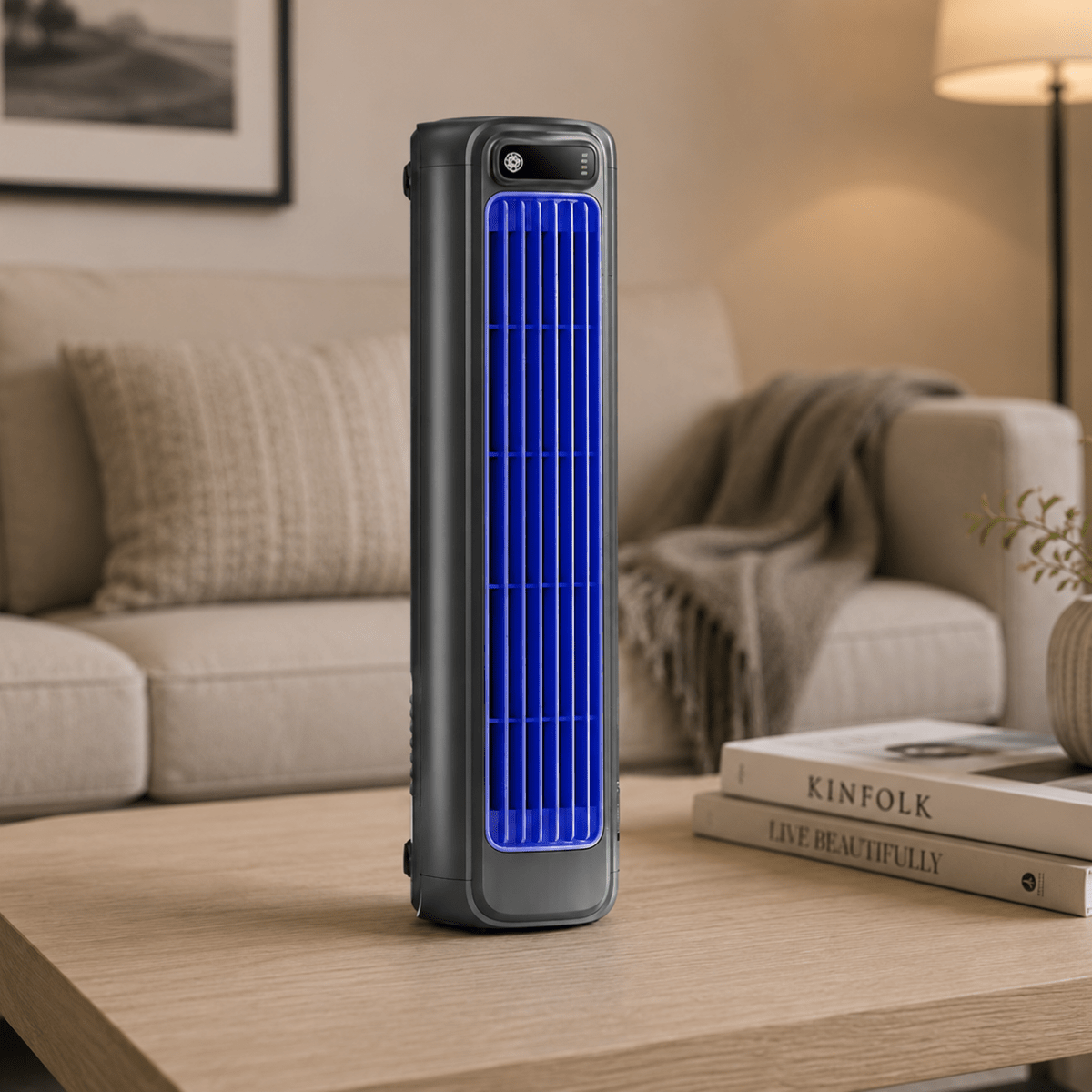 Wireless Compact Desktop Fan with Rotating Airflow | Cordless Design | Personal Cooling for Desk or Nightstand