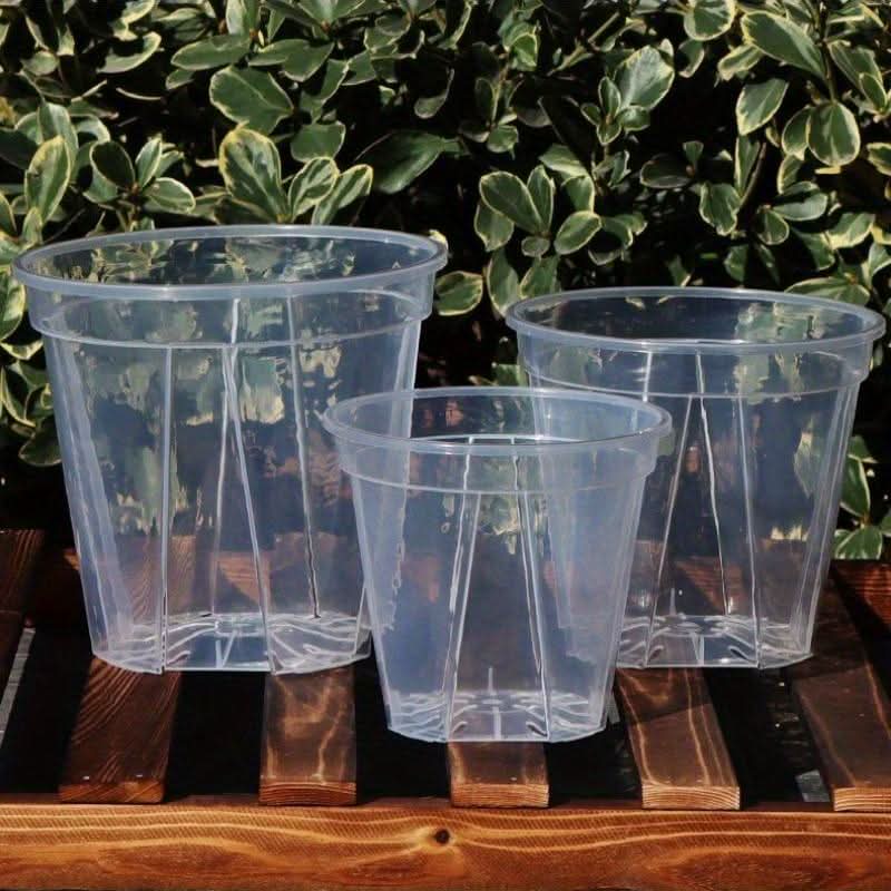 Transparent Plant Pots with Drainage Holes | 3 Sizes 3.94-5.51 In | Clear Design for Root Monitoring & Healthy Growth