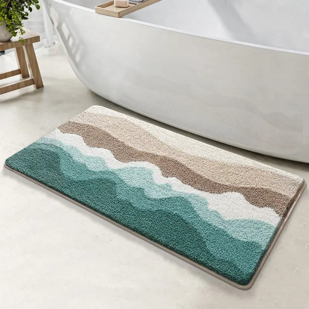Coastal Wave Non Slip Bathroom Mat