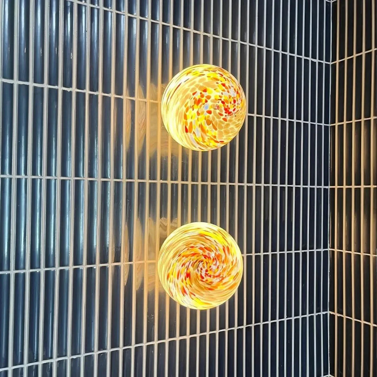 Colorful Glass Ball Wall Light 4.7 or 5.9 In | Bauhaus-Style Sconce | Ambient Glow for Bedrooms, Hallways & Balconies