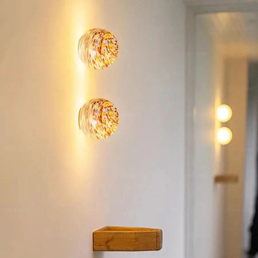 Colorful Glass Ball Wall Light 4.7 or 5.9 In | Bauhaus-Style Sconce | Ambient Glow for Bedrooms, Hallways & Balconies