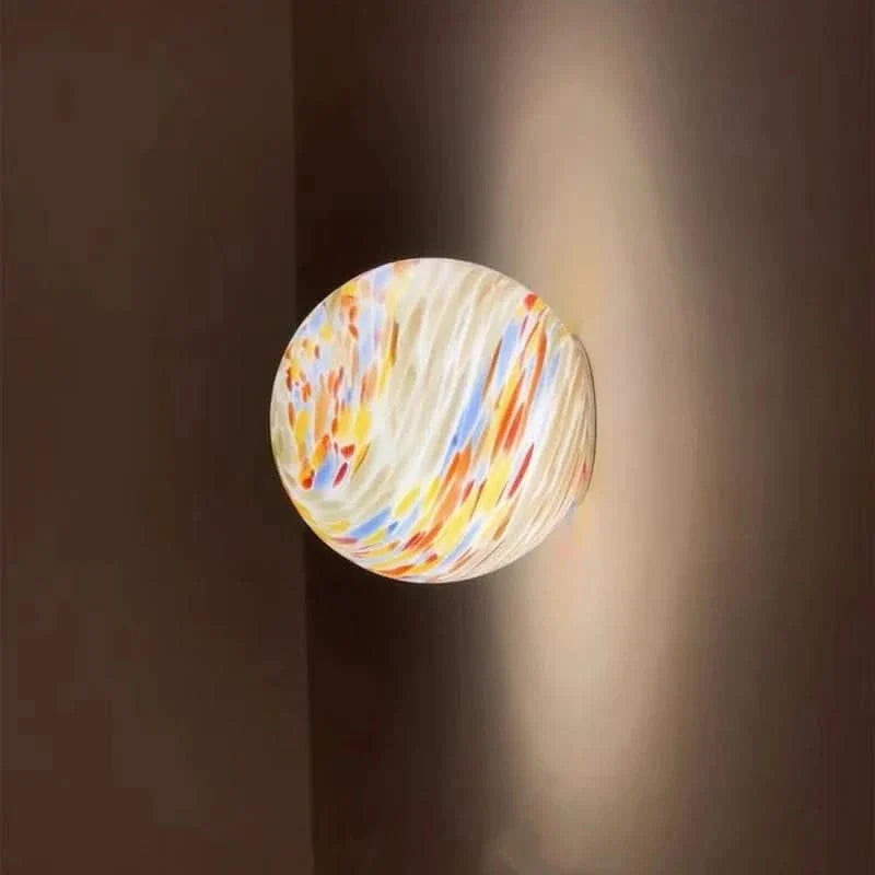 Colorful Glass Ball Wall Light 4.7 or 5.9 In | Bauhaus-Style Sconce | Ambient Glow for Bedrooms, Hallways & Balconies