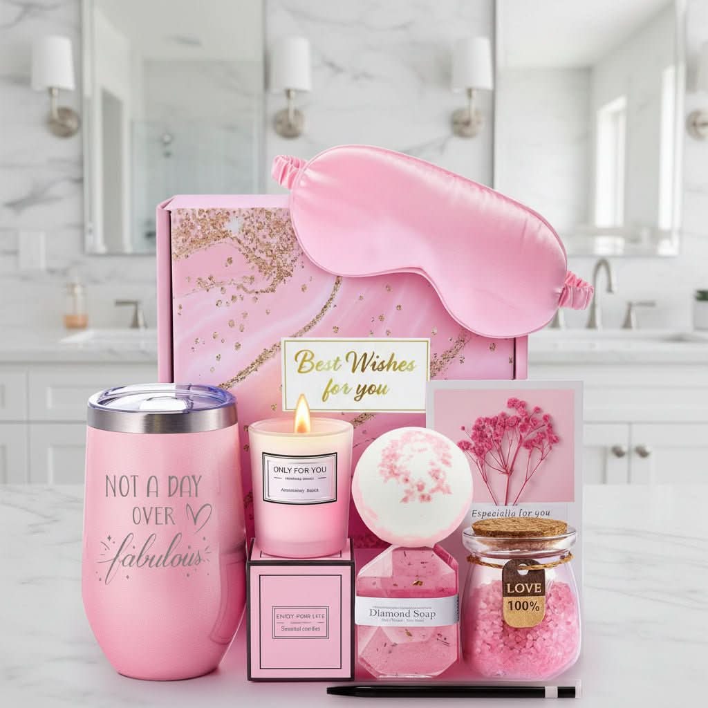 Luxury Spa Gift Basket | Pink or Purple | Aromatherapy & Bath Care Set for Birthdays, Holidays & Self-Care Gifting